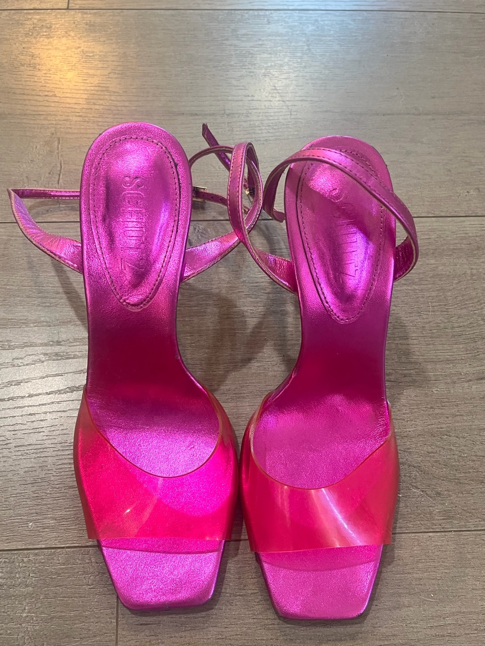 Schutz Metallic Pink Women's Strappy Heeled Sandals